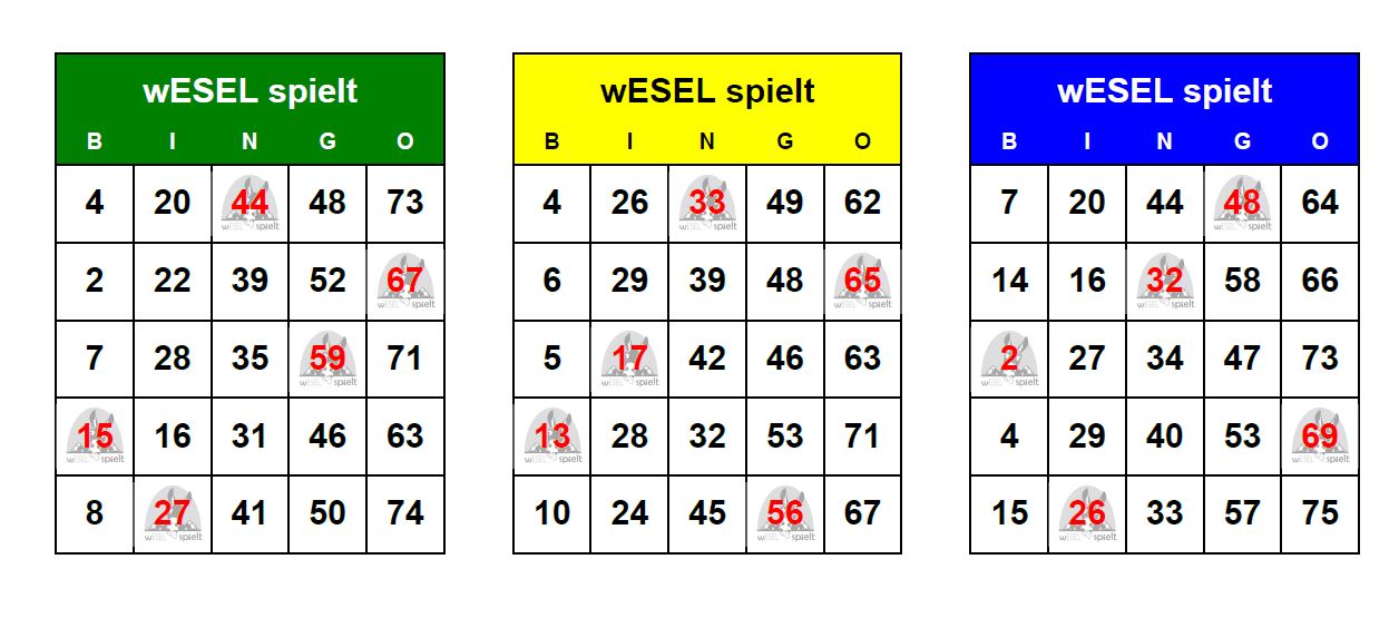 wesel spielt kanu club wesel bingo